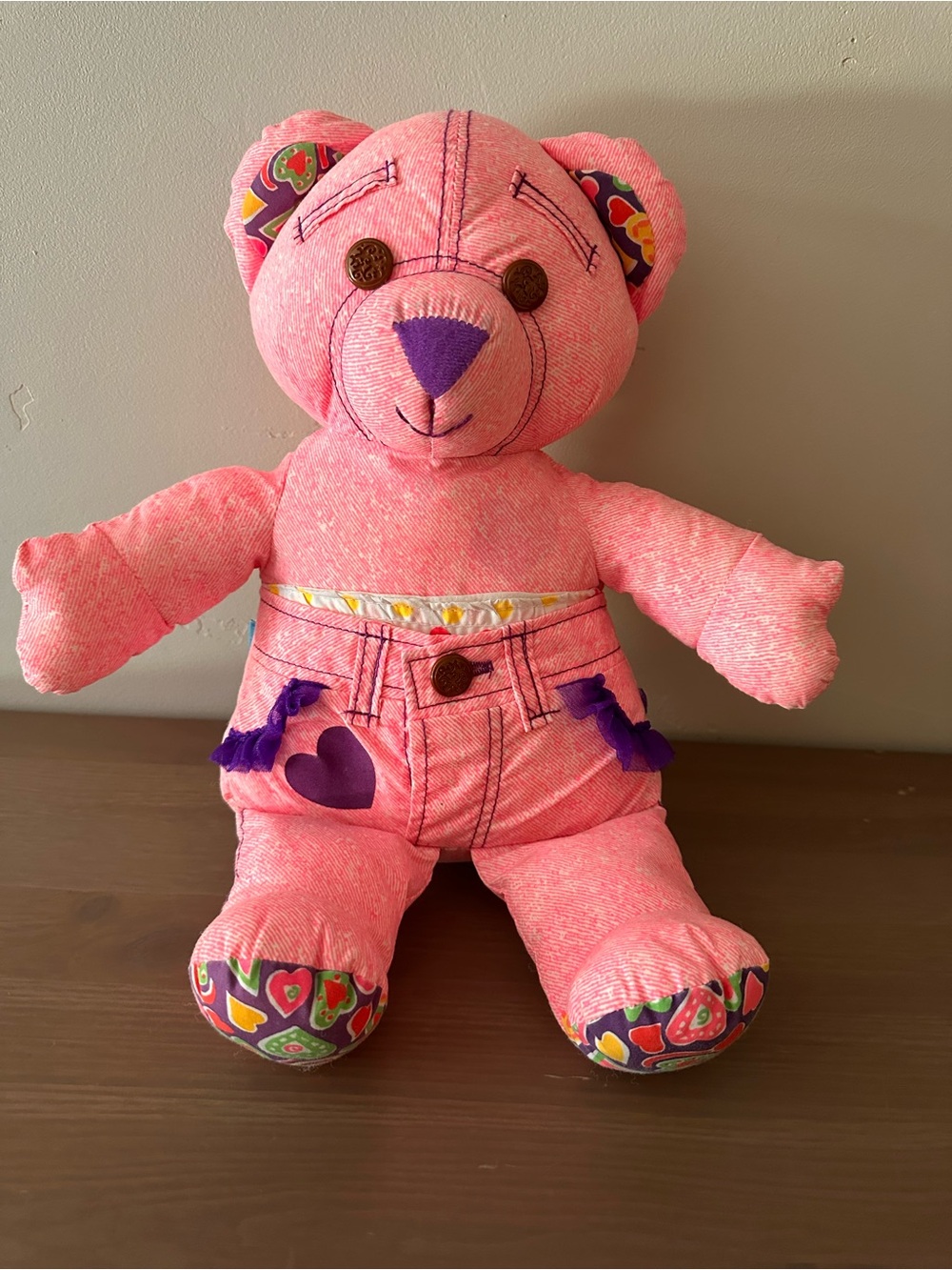 Doodle Bear Pink Heart Pocket Plush Bear for Kids